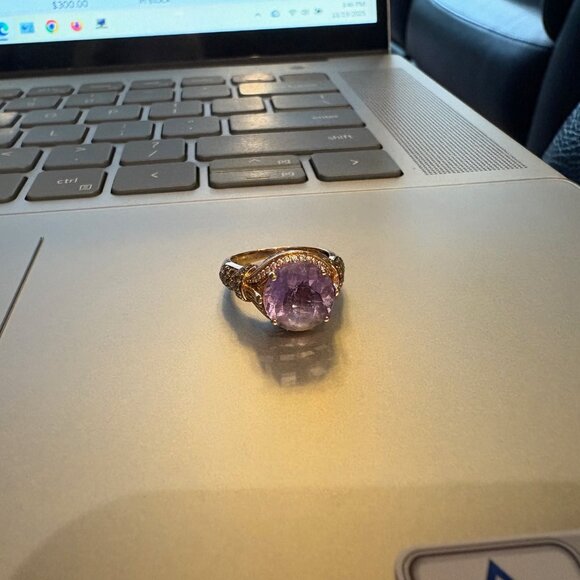 Le Vian 14k Strawberry Rose Gold Amethyst Chocolate Vanilla Diamond Ring Size 5 - Picture 2 of 8